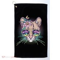 Cute Tropical Rainbow Ocelot Cat Golf Towel thumb 0