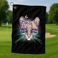 Cute Tropical Rainbow Ocelot Cat Golf Towel thumb 1