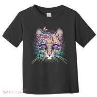 Cute Tropical Rainbow Ocelot Cat Toddler T-Shirt thumb 0