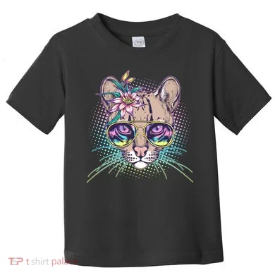 Cute Tropical Rainbow Ocelot Cat Toddler T-Shirt