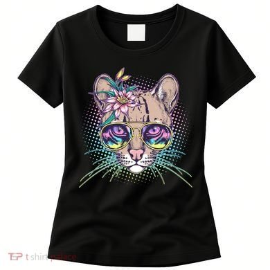 Cute Tropical Rainbow Ocelot Cat Women's T-Shirt