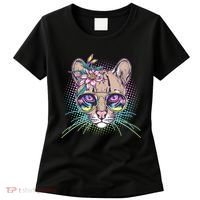 Cute Tropical Rainbow Ocelot Cat Women's T-Shirt thumb 0