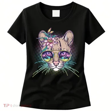 Cute Tropical Rainbow Ocelot Cat Women's T-Shirt
