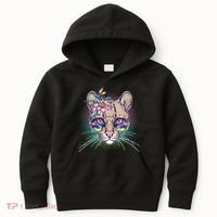 Cute Tropical Rainbow Ocelot Cat Kids Hoodie thumb 0