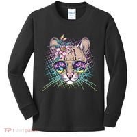 Cute Tropical Rainbow Ocelot Cat Kids Long Sleeve Shirt thumb 0
