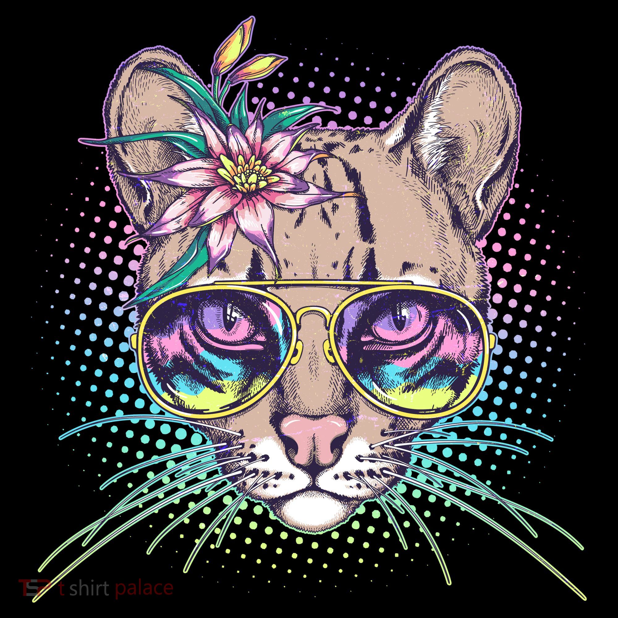 Cute Tropical Rainbow Ocelot Cat Kids Long Sleeve Shirt