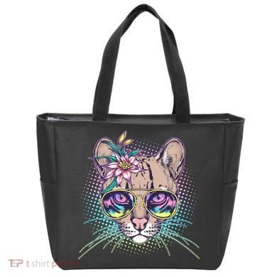 Cute Tropical Rainbow Ocelot Cat Tote Bag
