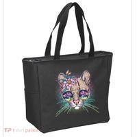 Cute Tropical Rainbow Ocelot Cat Tote Bag thumb 2