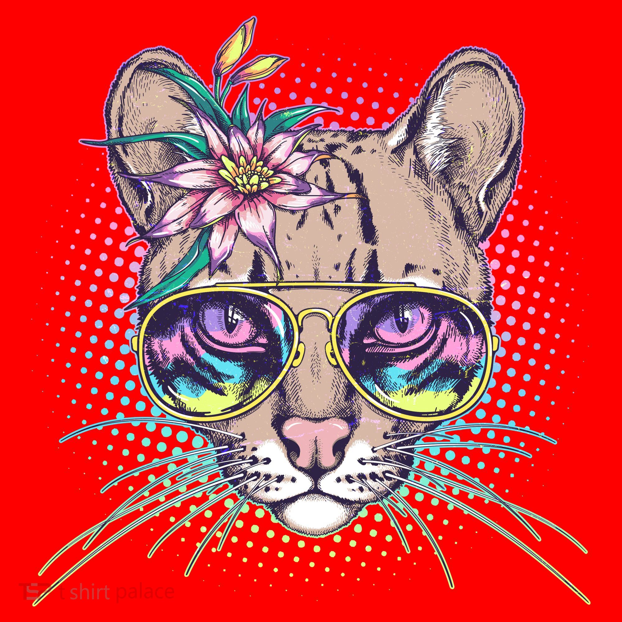 Cute Tropical Rainbow Ocelot Cat Santa Hat