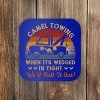 Camel Towing Retro Adult Humor Saying Funny Halloween Great Gift Coaster thumb 0