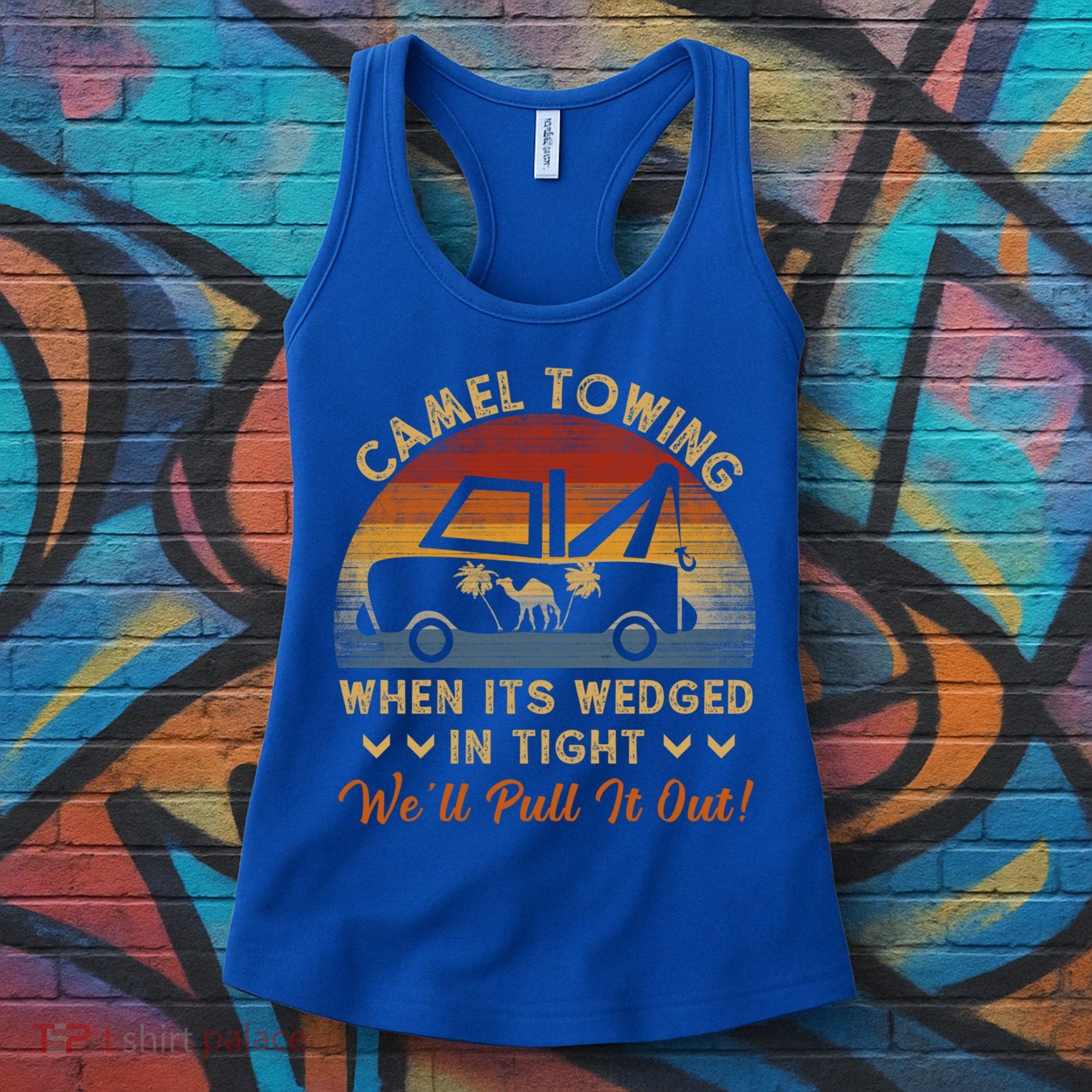 Camel Towing Retro Adult Humor Saying Funny Halloween Great Gift Women's Tank Top