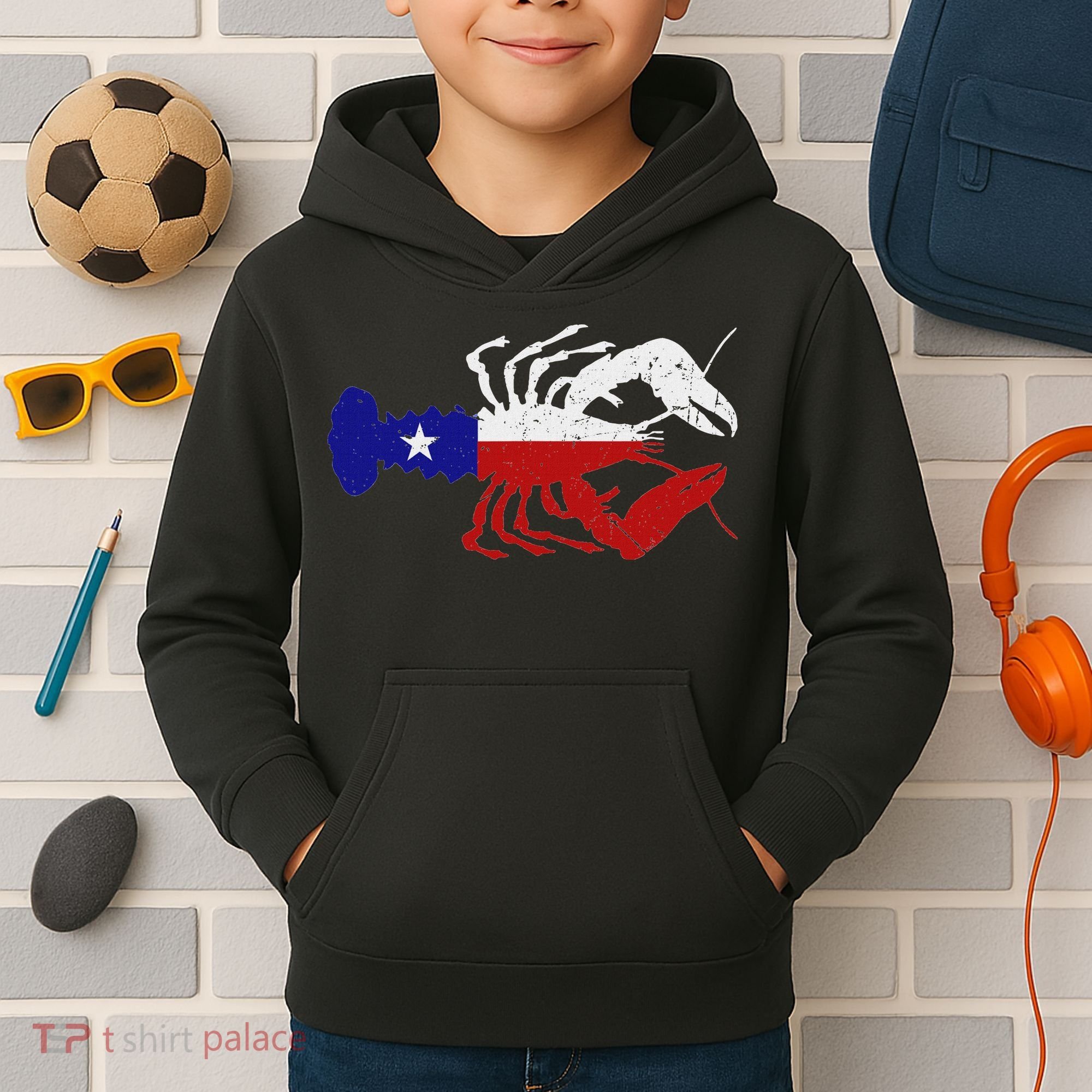 Crawfish Texas Seafood Shellfish Lone Star Southern Food Kids Hoodie