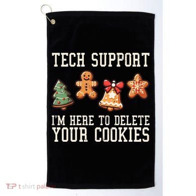 Christmas Tech Support Here To Delete Cookies Funny Golf Towel