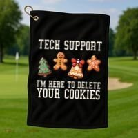 Christmas Tech Support Here To Delete Cookies Funny Golf Towel thumb 1