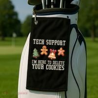 Christmas Tech Support Here To Delete Cookies Funny Golf Towel thumb 2