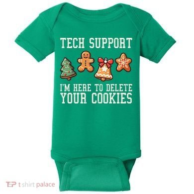 Christmas Tech Support Here To Delete Cookies Funny Baby Bodysuit