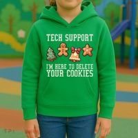 Christmas Tech Support Here To Delete Cookies Funny Kids Hoodie thumb 3