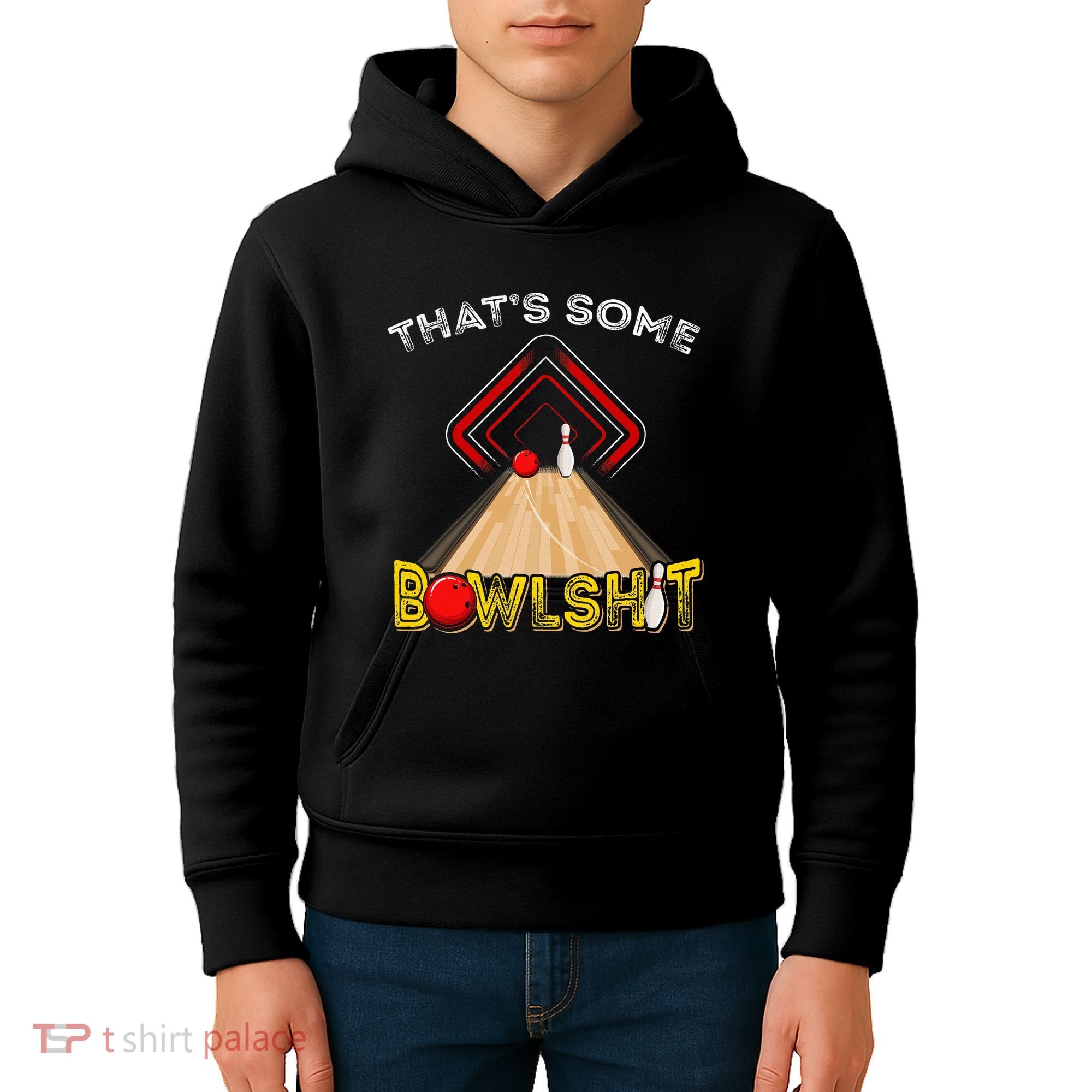 Cool ThatS Some Bowlshit Funny Bowling Kids Hoodie