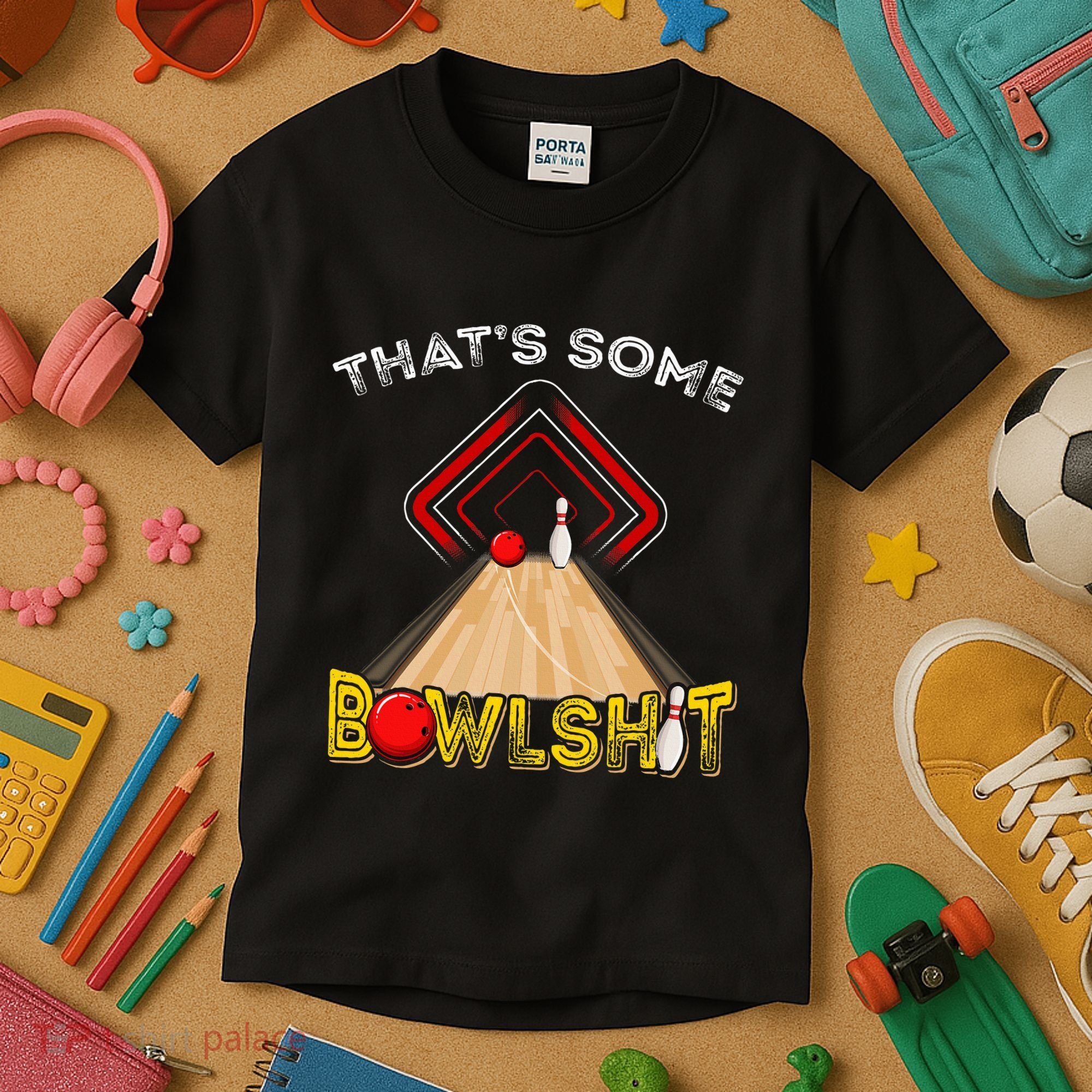 Cool ThatS Some Bowlshit Funny Bowling Kids T-Shirt