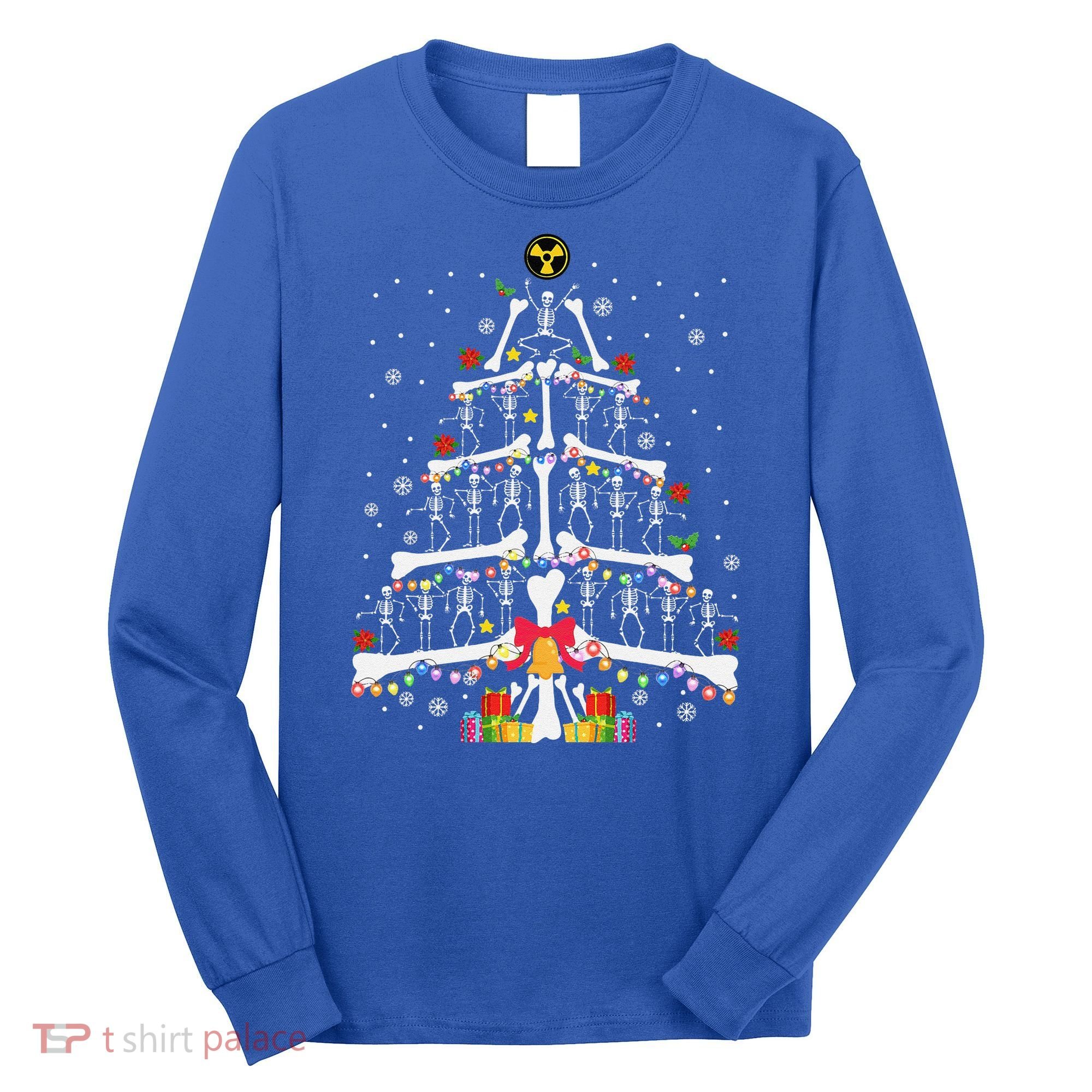 Christmas Tree Skeleton Xmas Radiology Xray Technologist Long Sleeve Shirt