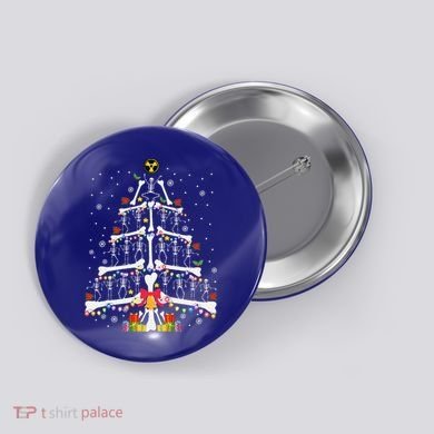 Christmas Tree Skeleton Xmas Radiology Xray Technologist Button