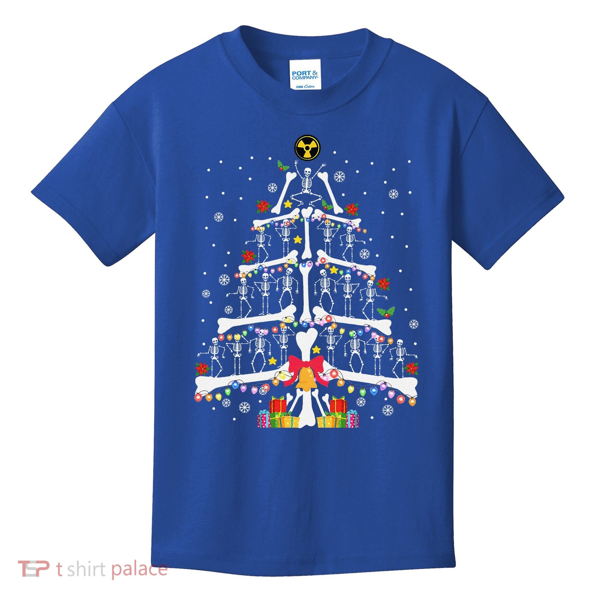 Christmas Tree Skeleton Xmas Radiology Xray Technologist Kids T-Shirt