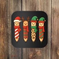 Coquette Teacher Students Christmas Pencils Festive Coaster thumb 0