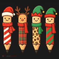 Coquette Teacher Students Christmas Pencils Festive Coaster thumb 2