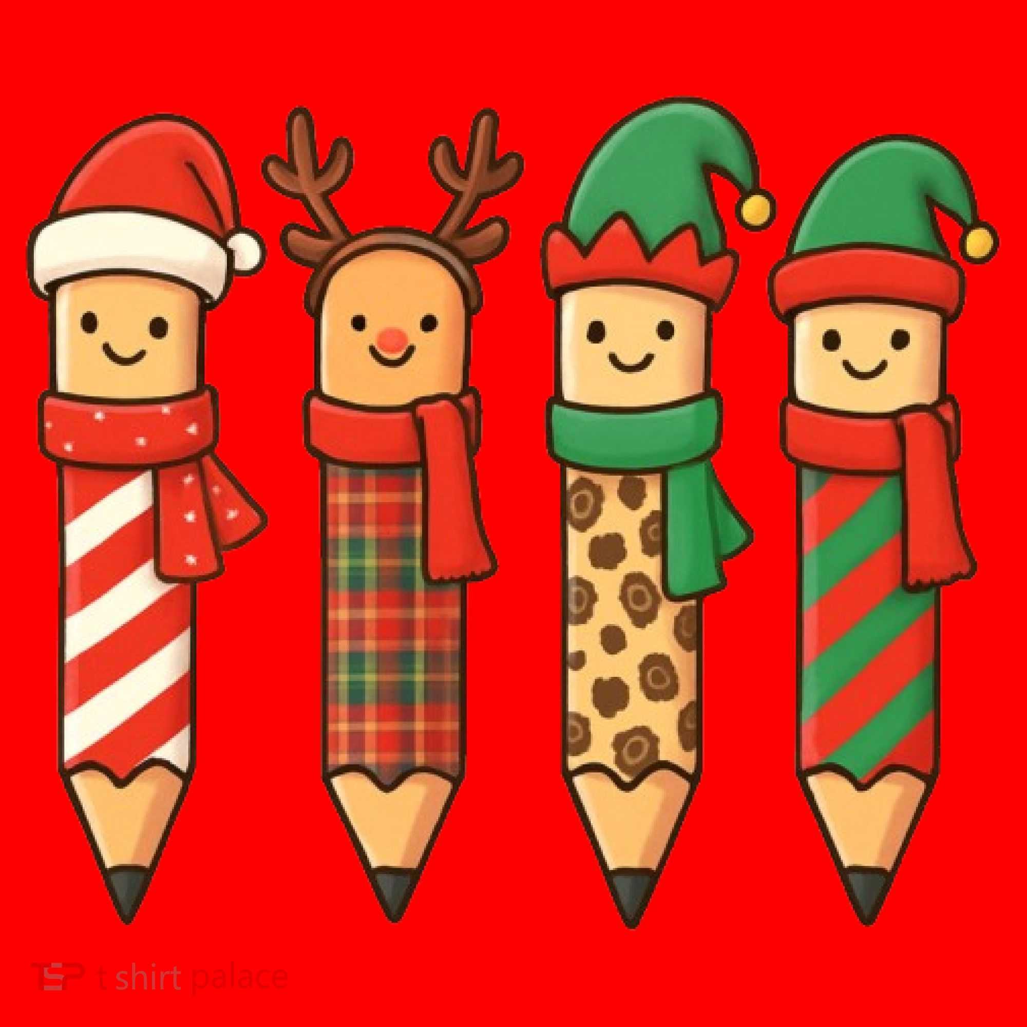 Coquette Teacher Students Christmas Pencils Festive Santa Hat