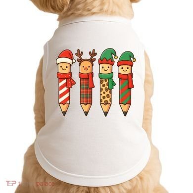 Coquette Teacher Students Christmas Pencils Festive Doggie Tank