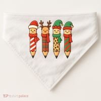 Coquette Teacher Students Christmas Pencils Festive USA-Made Doggie Bandana thumb 0