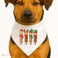Coquette Teacher Students Christmas Pencils Festive USA-Made Doggie Bandana thumb 1