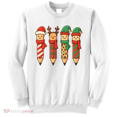 Coquette Teacher Students Christmas Pencils Festive Sweatshirt