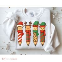 Coquette Teacher Students Christmas Pencils Festive Sweatshirt thumb 2