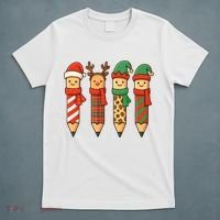 Coquette Teacher Students Christmas Pencils Festive T-Shirt thumb 5