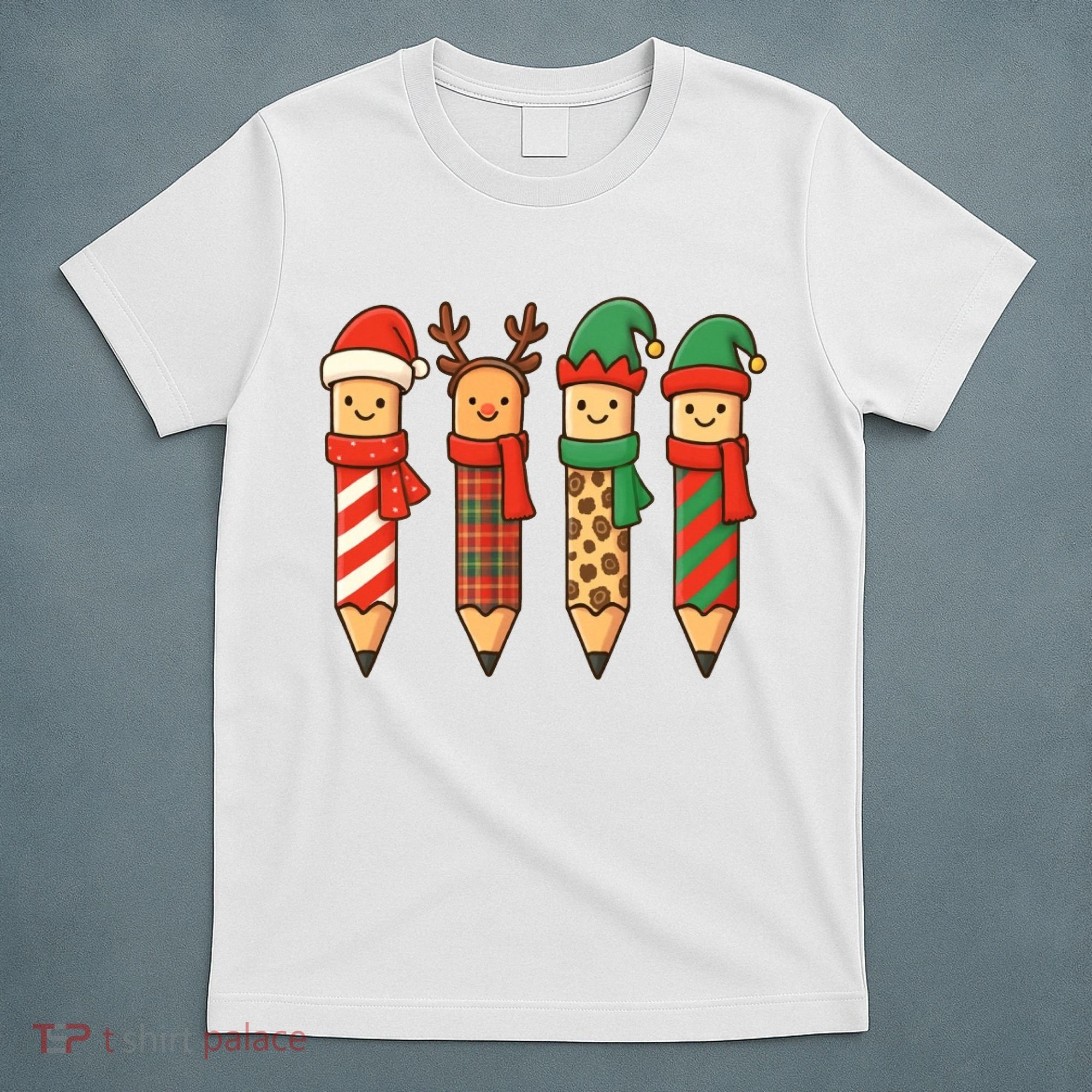 Coquette Teacher Students Christmas Pencils Festive T-Shirt
