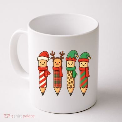 Coquette Teacher Students Christmas Pencils Festive Coffee Mug