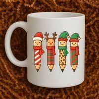Coquette Teacher Students Christmas Pencils Festive Coffee Mug thumb 2