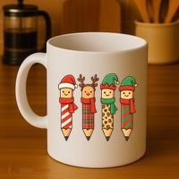 Coquette Teacher Students Christmas Pencils Festive Coffee Mug thumb 4