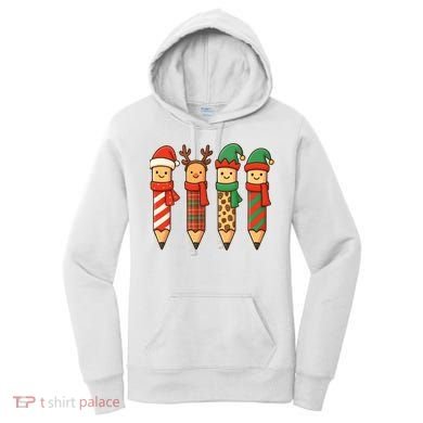 Coquette Teacher Students Christmas Pencils Festive Women's Hoodie