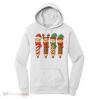 Coquette Teacher Students Christmas Pencils Festive Women's Hoodie thumb 0