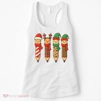 Coquette Teacher Students Christmas Pencils Festive Women's Tank Top thumb 0