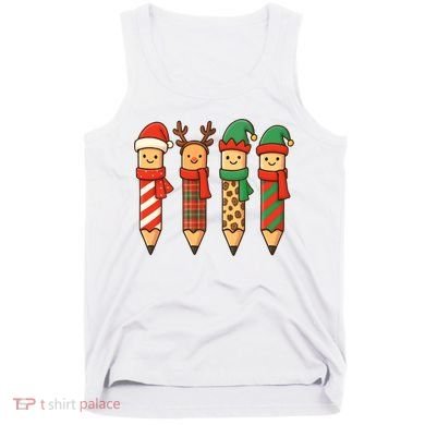 Coquette Teacher Students Christmas Pencils Festive Tank Top
