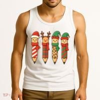 Coquette Teacher Students Christmas Pencils Festive Tank Top thumb 3