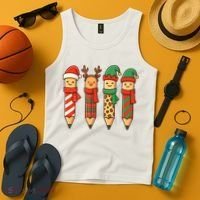 Coquette Teacher Students Christmas Pencils Festive Tank Top thumb 4