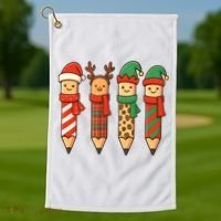 Coquette Teacher Students Christmas Pencils Festive Golf Towel thumb 1