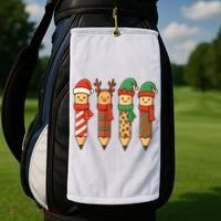 Coquette Teacher Students Christmas Pencils Festive Golf Towel thumb 2