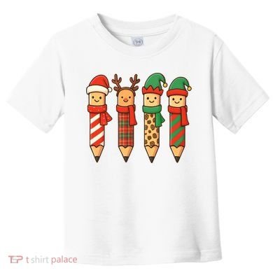 Coquette Teacher Students Christmas Pencils Festive Toddler T-Shirt