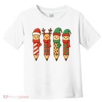 Coquette Teacher Students Christmas Pencils Festive Toddler T-Shirt thumb 0