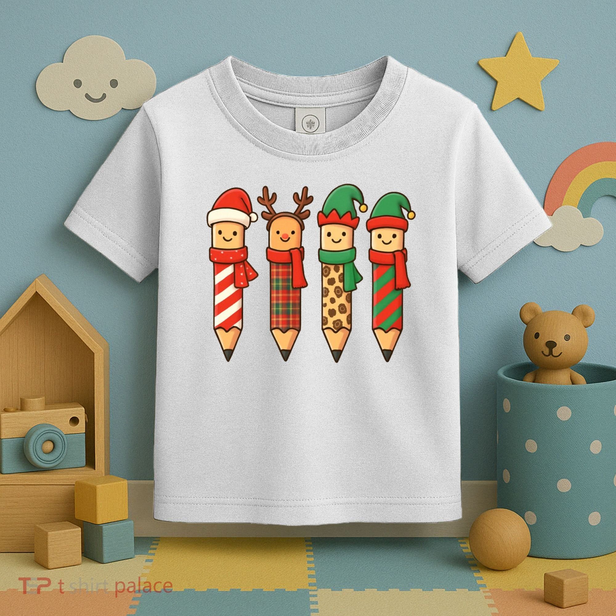 Coquette Teacher Students Christmas Pencils Festive Toddler T-Shirt